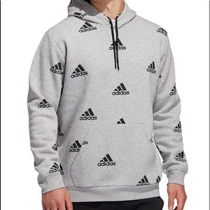 adidas Gray Hoodie with Black Logo Pattern